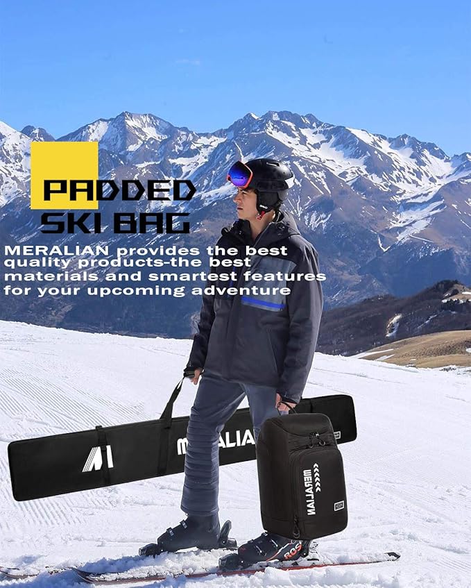 Padded Ski Bag,Waterproof Full Padded Single Ski Travel Bag with Adjustable Shoulder Strap.