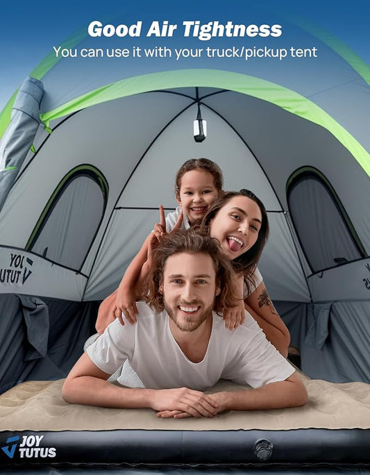 JOYTUTUS Truck Bed Air Mattress for 6.4-6.7Ft, Full Size Regular Beds for Pickup Outdoor Camping, Truck Tent Accessories with Carry Bag & Cup Holder & Cavity Design, Camel&Black