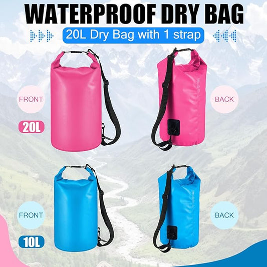 Aliceset 2 Pcs Waterproof Dry Bag 20L/10L Floating Dry Backpack Bags for Travel Pack Waterproof Backpack for Kayaking Rafting Boating Swimming Hiking Fishing(20 L)