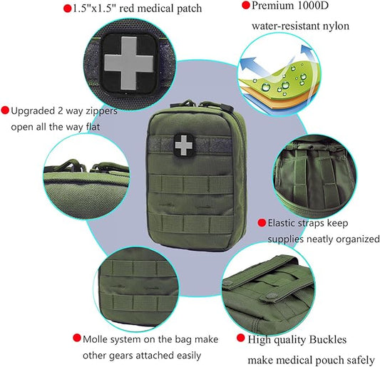 Carlebben EMT Pouch MOLLE Ifak Pouch Tactical MOLLE Medical First Aid Kit Utility Pouch