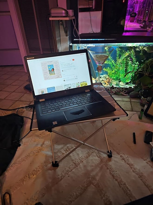 iClimb Ultralight Compact Camping Folding Table with Carry Bag (Silver - L)