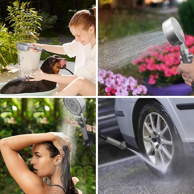 Portable Shower for Camping, 6000mAh Rechargeable Camping Shower Pump, IPX7 Waterproof, Adjustable Flow, with Handbag, Filtered Shower Head, 6ft Hose, Outdoor Camp Shower Kit for Camp, Travel, Beach