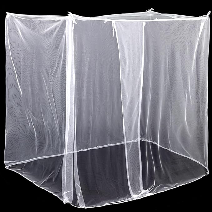 4 Corners Mosquito Net for Mosquiteros para Camas Bed Canopies Netting Bed Drapes Rectangular Mosquito Mesh for Camping Home Outdoor Travel Dormitory(White,L75 X W79 X H67 Inch)