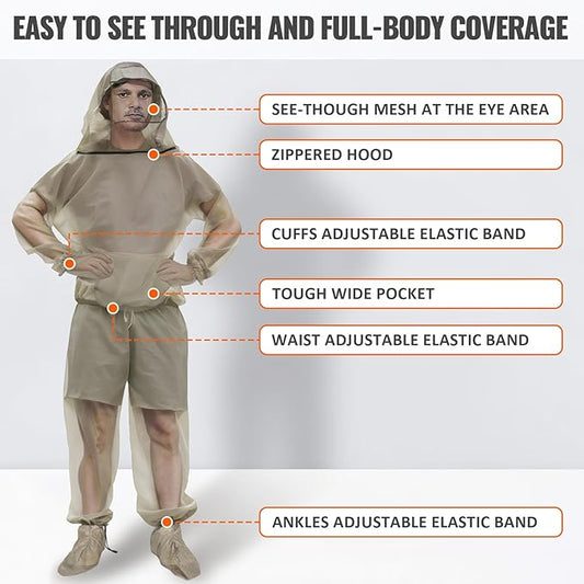 2/4pcs Mosquito Bug Suit for Men Women, Full Body Mosquito Net Suit Breathable Mesh Proof Clothing for Fishing, Hiking