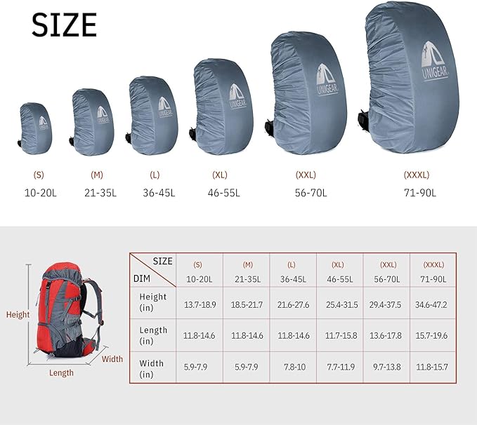 Unigear Backpack Rain Cover Waterproof Rating 5000mm, Ultraportable and Durable with 2 Anti-Slip Buckle Strap, Integrated Carry Pouch Design