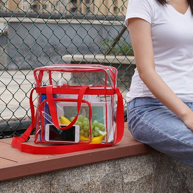 Clear Bag Stadium Approved,Stadium Security Travel & Gym Clear Tote Bags,12"x 6"x12"