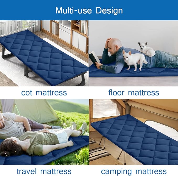 Cot Mattress Pad (Improved Thickness) Quilted Cot Pads for Camping, Sleeping Mattress Topper 30" X 75" for Camp/Rv Bunk/Narrow Twin Beds