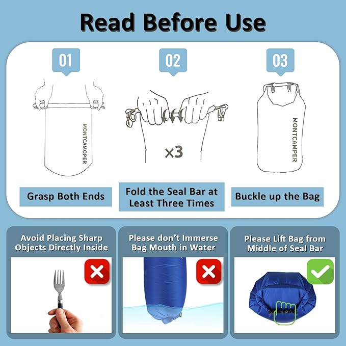 2-pack 30D Nylon Waterproof Dry Bag-Portable Storage Sack for Kayaking, Hiking and Rafting-Roll Top Closure-Float on Water(5L/20L,Blue)