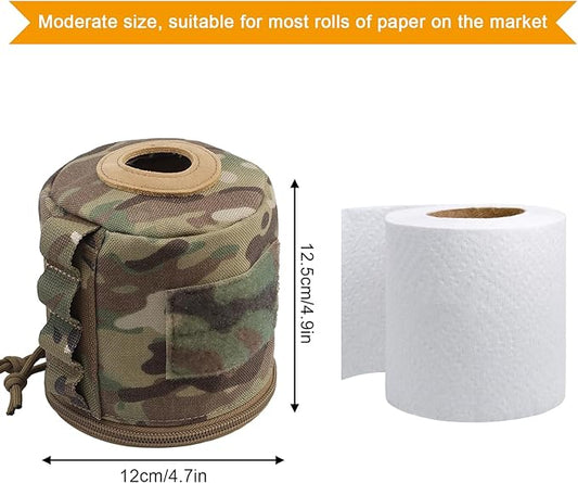AOUTACC Tactical Roll Paper Storage Bag,Toilet Roll Paper Storage Holder with Molle Mounting Strap,Tissue Cover Organizer for Outdoor Camping,Hiking,Tactical Game-MC03