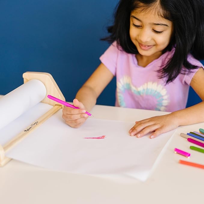 Melissa & Doug Wooden Tabletop Paper Roll Dispenser With White Bond Paper (12 inches x 75 feet) Drawing For Kids Art, Craft Roll For Kids