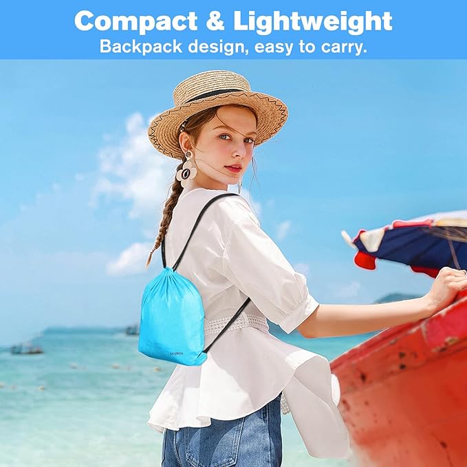 Beach Blanket Waterproof Sandproof Large Beach Mat 79" X 87", Quick Drying Durable Portable Lightweight Outdoor Nylon Picnic Blanket for Travel Camping Hiking, Blue