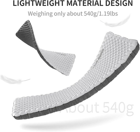 Naturehike 20oz Ultralight Sleeping Pad with Sidewalls, Insulated Inflatable Sleeping Pad 6.5R, Lightweight Sleeping Mat for Camping, Hiking, Backpacking, 10cm Thickened