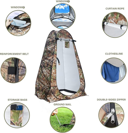 Anngrowy Pop Up Privacy Shower Tent - Portable Outdoor Camping Bathroom Toilet Changing Dressing Room - UPF40+ Waterproof