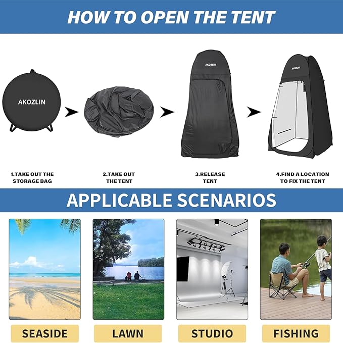 AKOZLIN Portable Pop Up Shower Tent Instant Privacy Dressing Changing Tent Outdoor Shower Room Camp Toilet Tent