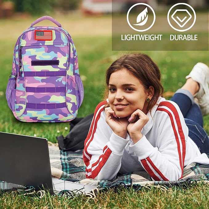 4land Camo Backpack for Boys,Army Boys Backpacks for Elementary Middle School Military,Camouflage Bookbag 40L