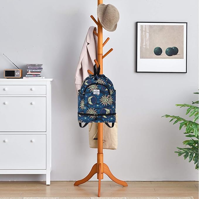 Dry Wet Drawstring Backpack with Shoe Compartment for Women Adjustable Gym Bag