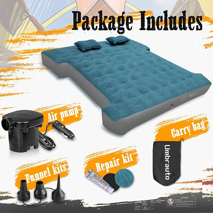 Umbrauto Inflatable Truck Air Mattress for 5.5-5.8ft Full Size Short Bed, Camping Pickup Tent for Outdoor Travel - Slate