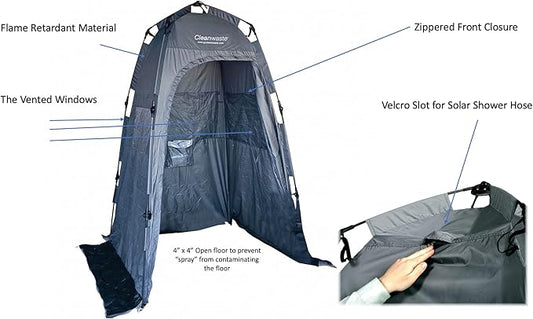 Spacious Portable Privacy Tent for Outdoor Showers, Changing Room & Compatible for Cleanwaste Camping Toilet - Surfing, Beach, Hiking, Ice Fishing & More - 6 ½ Ft. Tall with 4”x4”of FloorSpace
