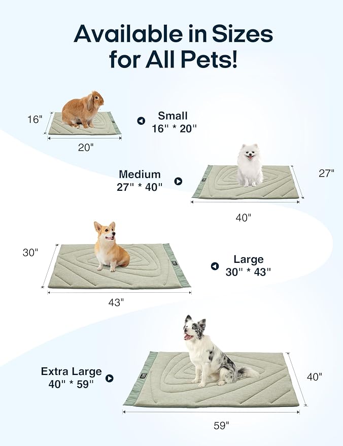 ZonLi Dog Cooling Mat, 59" x 40"Extra Large, Waterproof Cooling Pad for Dogs & Cats, Portable & Durable Pet Mat for Crate, Trunk, Camping, Outdoors, Machine Washable, Ice Green