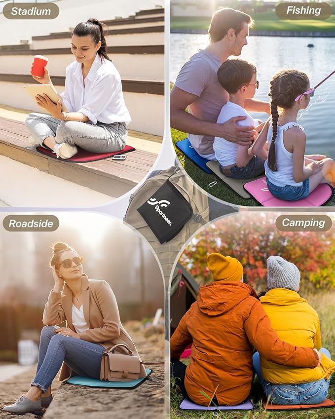 Sportneer Sitting Pad, Sit Pads for Backpacking Portable Camping Sit Pad Waterproof Folding Pad Stadium Seat Pad for for Camping Picnics Hiking