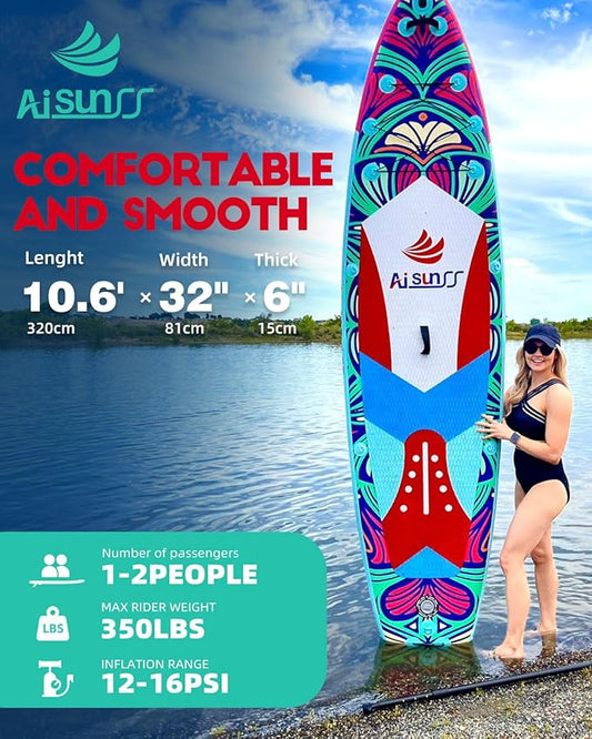 Inflatable Paddle Board for Adult, Paddle Board for All Skill Levels, Wide SUP Board with Primium Accessories Include SUP Carry Bag, Hand Pump, 10L Waterproof Bag and Adj Paddle