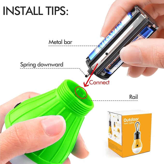 Tent Lamp 5 Packs Portable Tent Light Clip Hook Hurricane Emergency Lights LED Camping Light Bulb Camping Tent Lantern Equipment for Camping Hiking Backpacking Fishing Outage