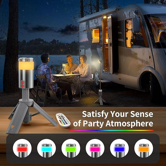 AlpsWolf Camping Light , Telescopic Camping Lantern Rechargeable with 15 Color Temperatures Waterproof Portable Lanterns for Power Outages,Camping,Hiking,Emergency Gray 2 Pack