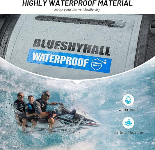 Blueshyhall 60L Waterproof Duffle Bag with Durable Handles Straps, Water Repellent Dry Sack for Motorcycle Paddleboarding Kayaking Canoeing Camping Rafting Boating (Orange)