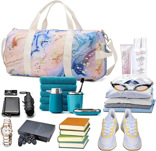 BLUBOON Sport Gym Duffle Bag for Women Girls Weekender Overnight Duffel Bag (Bronzing orange) 19.7"x9.5"x9.9"