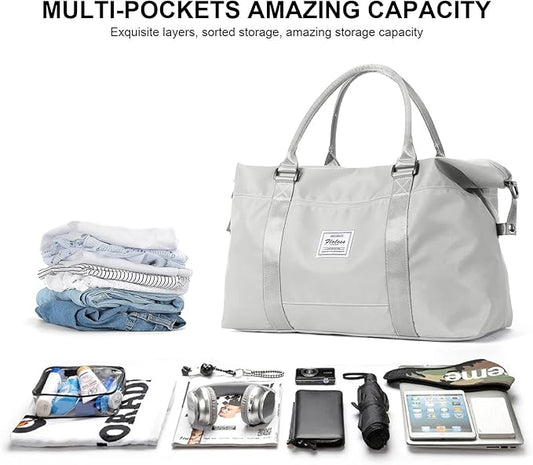 Travel Duffel Bag,Sports Tote Gym Bag,Shoulder Weekender Overnight Bag for Women