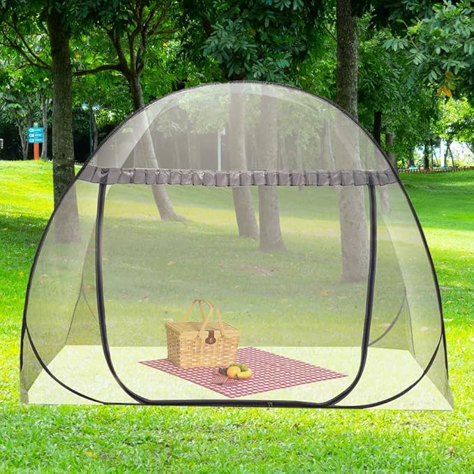 Mengersi Mosquito Net Tent for Bed,Pop-Up Bed Canopy with Net Bottom,Mosquito Netting Bed Tent for Kids Girls Boys,Bed,Suit for Indoor Outdoor (Twin, Gray)