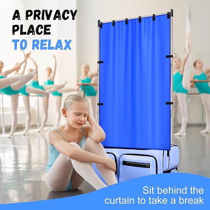 RunNico 59'' x 31.5'' Privacy Curtain for Dance Bag, Portable Dancer Changing Curtain with Storage Bag, Backstage Privacy Changing Room for Training Competition Backstage Outdoor Camping (Blue)