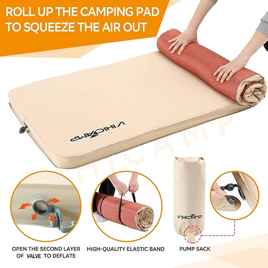 Self-Inflating Sleeping Pad for Camping - Inflatable Foam Camping Mattress with Pump Sack, Outdoor Camping Pads, Comfort Sleeping Mat for Car, Bed, Insulated Foam Air Mattress for Camping
