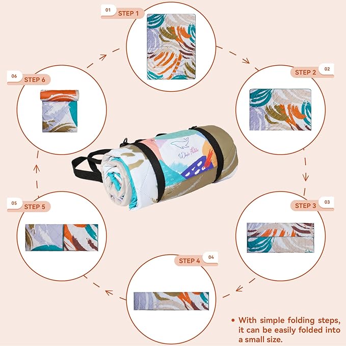 Whale Flotilla Extra Large Waterproof Picnic Blankets 60"x80", Foldable Lightweight Outdoor Blanket for Camping, Hiking, Traveling, Soft Portable Easy to Clean Picnic Mat for Beach Grass Park, Brown