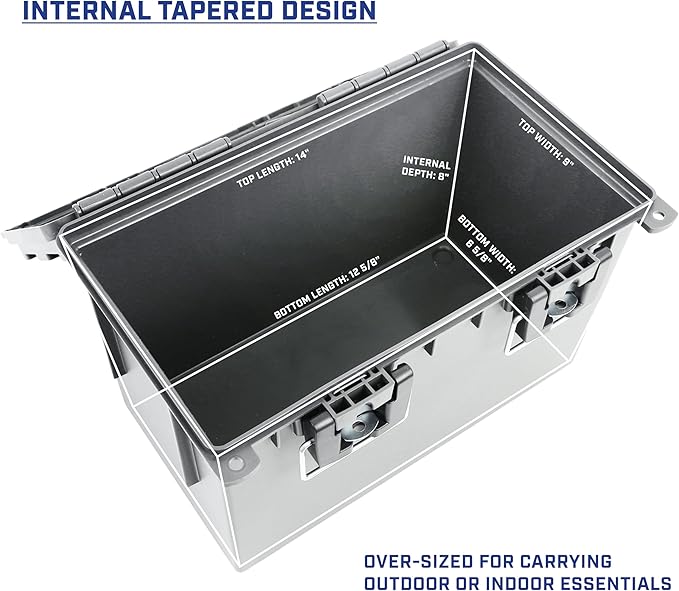 Sheffield 12775 2-Pack XL Ammo Storage Box, Stackable .50 Cal Field Boxes, Water and Dust Resistant, Lockable Storage Box with Handle, Heavy Duty Protection for Hunting Gear, Made in the USA, Gray
