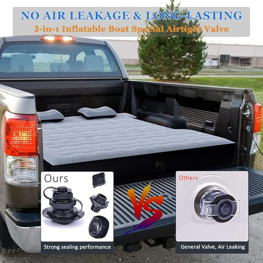 Camping Pickup Truck Bed Air Mattress Thicken Sleeping Pad for 5.5-5.8Ft Full-Size Short Truck Beds Outdoor Camping Car Travel(Grey)