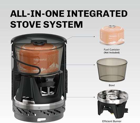 Fire-Maple "Fixed Star 1" Personal Cooking System | Pot/Jet Burner Stove System with Electric Ignition | Ideal for Hiking, Camping, Backpacking, Fishing, Hunting Trips and Emergency Use