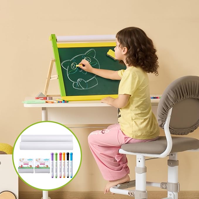 VEVOR Easel Accessory Set, 32 PCS Kid's Art Easel Painting Kit Including Chalks, Dry-Erase Markers & Paper Rolls, Supplies Set for Tabletop Art Easel, Painting Accessories for Toddlers Boys and Girls