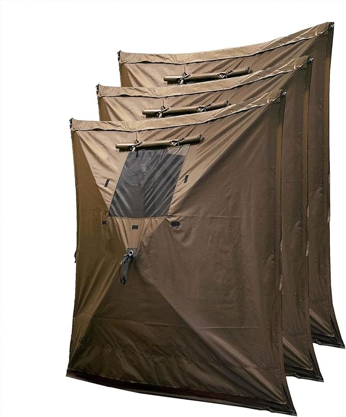 CLAM Quick Set Traveler 6 by 6 Foot Portable Pop Up Outdoor Camping Gazebo Screen Tent 4 Sided Canopy Shelter with Carry Bag and Wind Panel, Brown