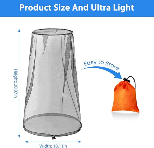 2 Pack GuoluvSoo Mosquito Head Nets with Drawstring, Premium Bug Net for Head, Universal Fit for Hats, Breathable Mosquito Net Hat, Ideal for Outdoor Adventures: Hiking, Camping, Fishing, Gardening