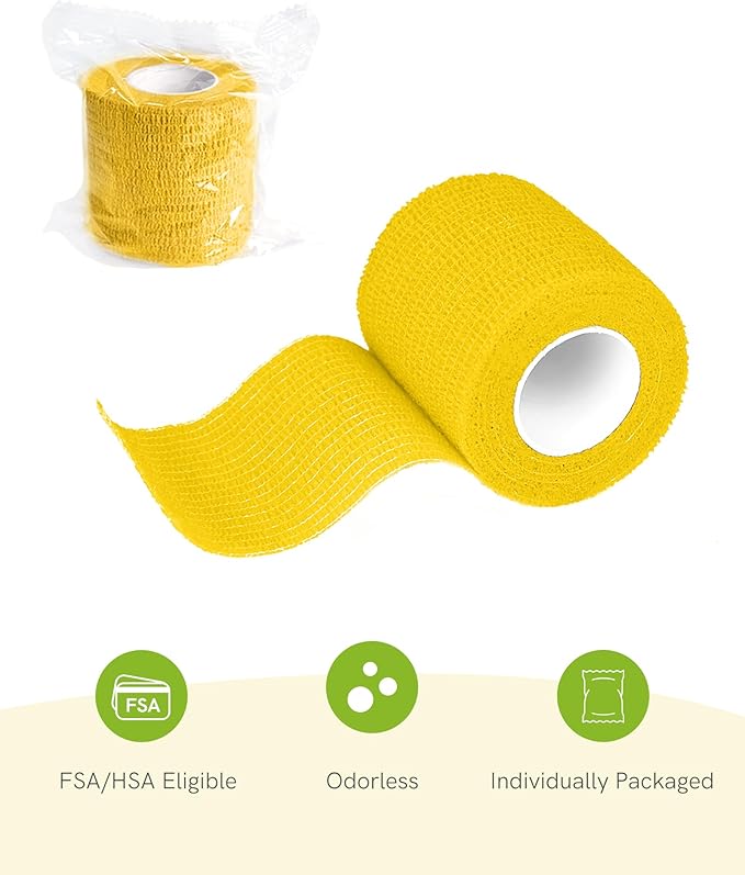 FriCARE Self Adhesive Bandage Wrap, Medical Tape in First Aid Kit, Cohesive Bandages for Wounds Sport Vet, FSA/HSA Eligible, 2 Inches X 5 Yards 16 Rolls, Vivid