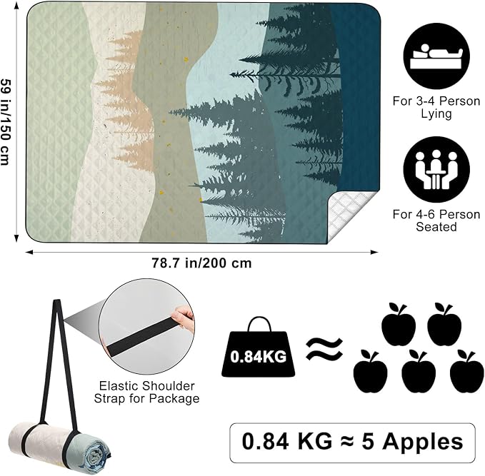 ICOSY Picnic Blankets Beach Blanket, Waterproof Outdoor Blanket Sandproof Picnic Camping Mat Camping Essentials 78" x 59"