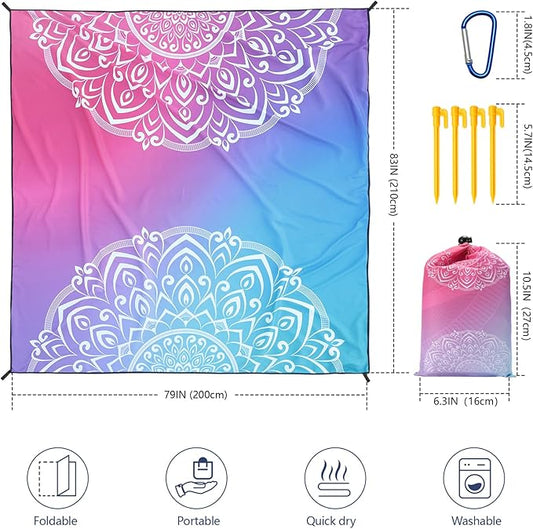 AISPARKY Beach Blanket Waterproof Sandproof, Oversized Large Beach Mat 79" X 83"/120"x108" for 1-8 Adults, Quick Drying&Compact&Lightweight, Picnic Mat Vacation Essentials for Beach Camping Travel