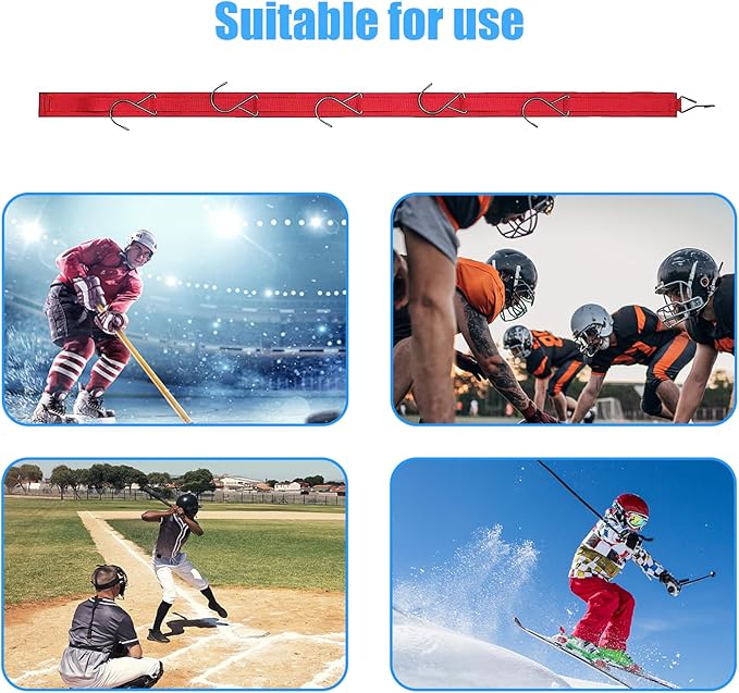 Hockey Hanger Portable Hanging Dryig Rack Hockey Gifts for Home and Outdoor Using in Ice Hockey Skating Football Camping Fishing 5 Hooks (Red)