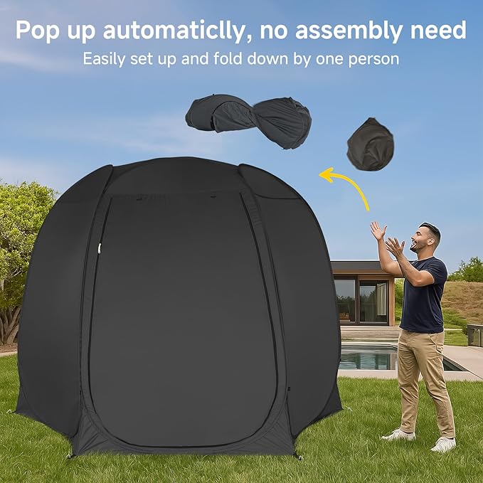 10'x10'Pop Up Outdoor Camping Tent Canopy Sun Shade Gazebo Screen Tent All Season Sun Shelter Patio Screen House Room, Privacy Room with 2 Layers Door (Mosquito Net & Fabric) Water&UV Resistant