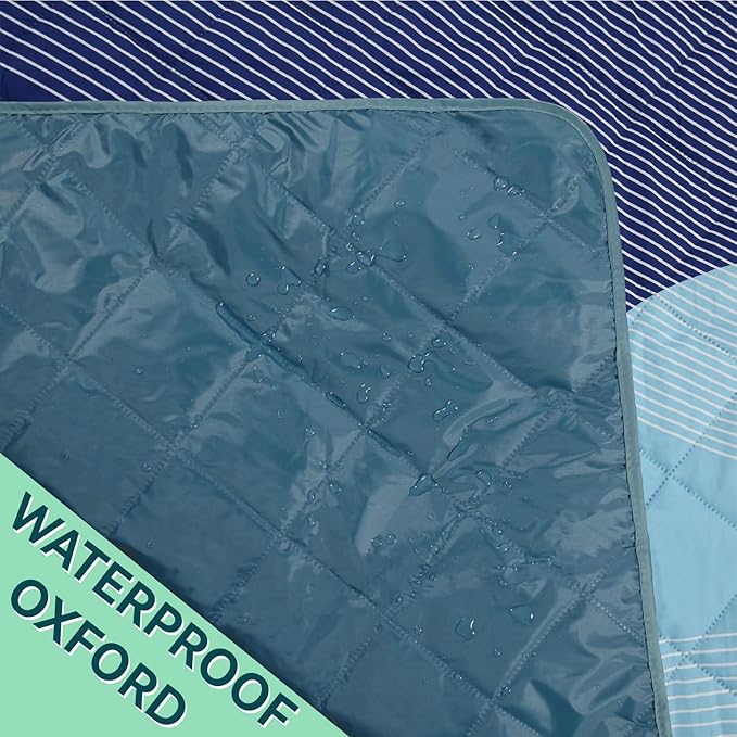 Whale Flotilla Extra Large Waterproof Picnic Blankets 60"x80", Foldable Lightweight Outdoor Blanket for Camping, Hiking, Traveling, Soft Portable Easy to Clean Picnic Mat for Beach Grass Park, Green