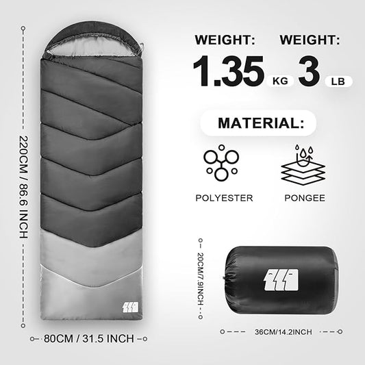 Sleeping Bags for Adults Cold Weather,Portable, Waterproof,Lightweight Sleeping Bag for Tall Girls Boys with Compression Sack for Warm Camping, Hiking, Outdoor & Indoor