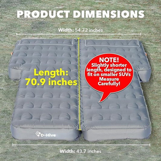 SHORTENED LENGTH - Unbeatable Durability SUV Air Mattress for Car Camping, Durable Extra Thick 300D Oxford Fabric, Quick Easy Set-Up w/Electric Pump, Car Bed Mattress with Base Extenders 180 cm