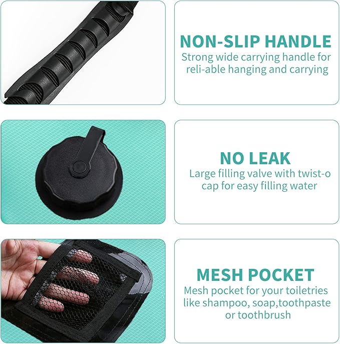 Solar Shower Bag, Solar Heating Camping Shower Bag, 5Gal(20L) Portable Camping Shower Bag, with Removable Hose and On-Off Switchable Shower Head, for Outdoor Traveling/Climbing/Hiking/Beach/Swimming