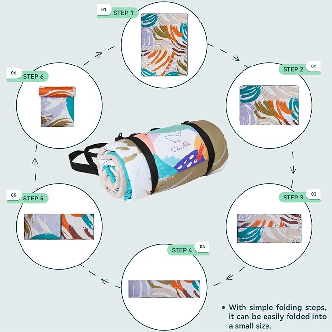 Whale Flotilla Extra Large Waterproof Picnic Blankets 60"x80", Foldable Lightweight Outdoor Blanket for Camping, Hiking, Traveling, Soft Portable Easy to Clean Picnic Mat for Beach Grass Park, Green